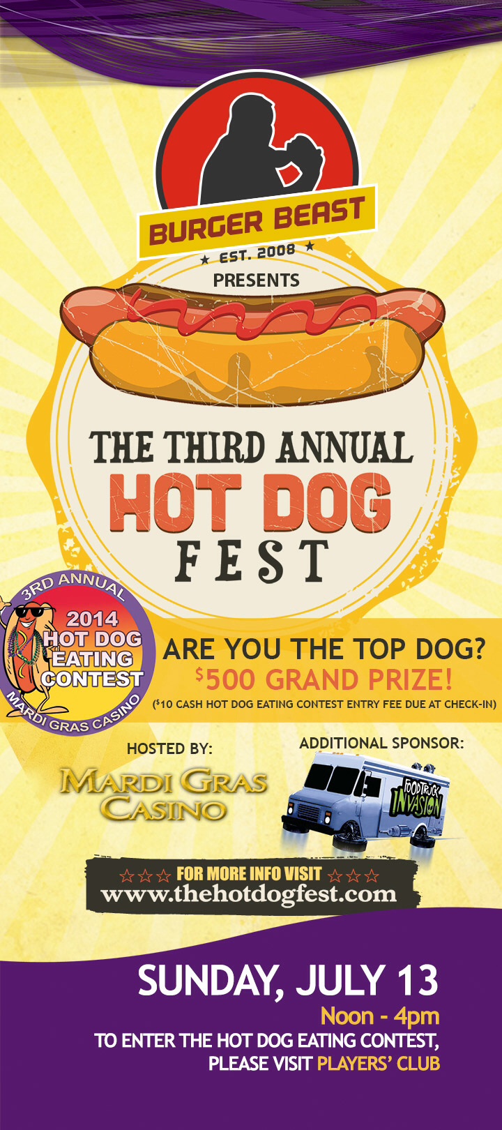 Third Annual Hot Dog Fest (July 13thMardi Gras CasinoHallandale Beach