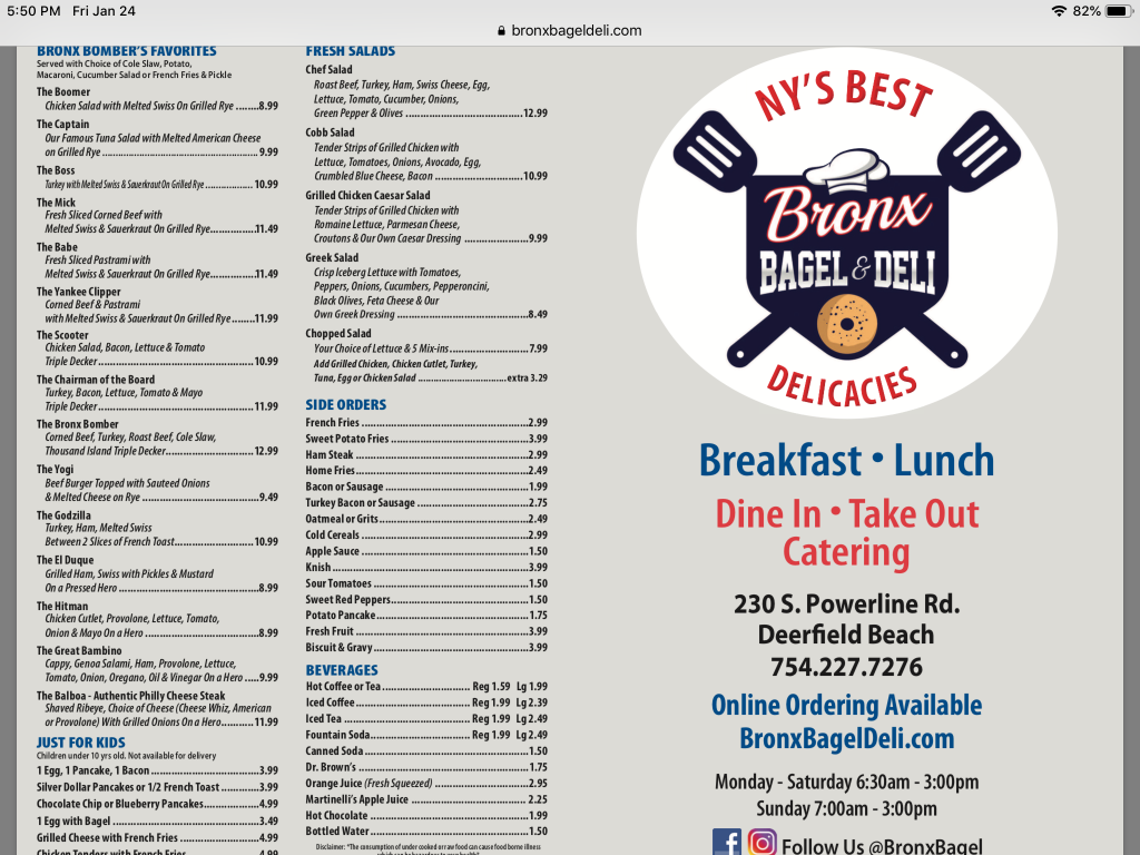 Bronx Bagel & Deli (Deerfield Beach) Jeff Eats