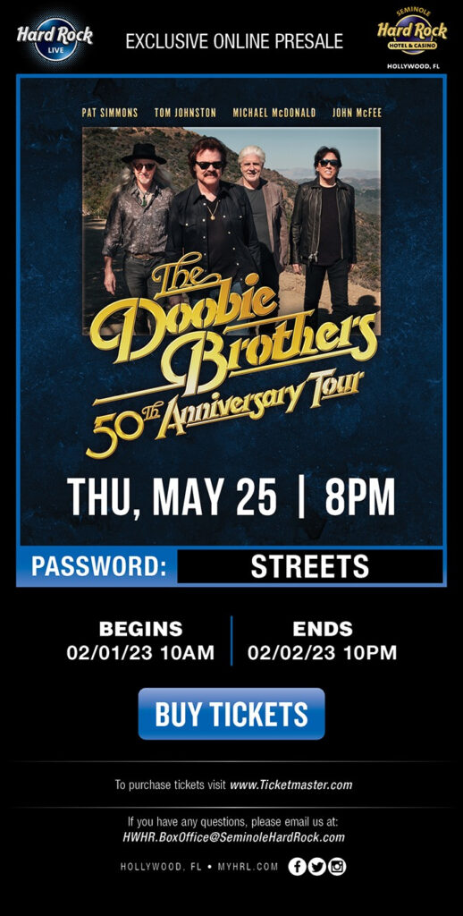 Exclusive Online Presale The Doobie Brothers 50th Anniversary Tour