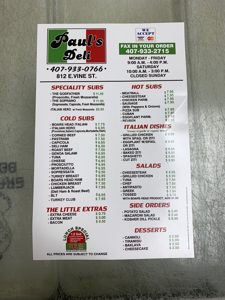 Paul’s Italian Deli and Restaurant (Kissimmee) Jeff Eats